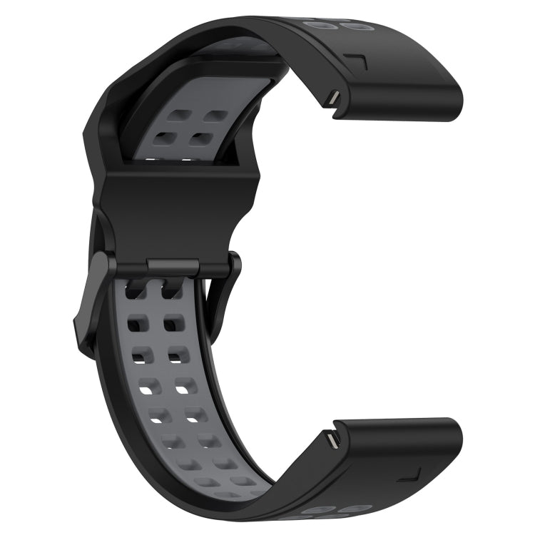 For Garmin Instinct Crossover Solar 22mm Two-Color Reverse Buckle Silicone Watch Band(Black+Grey) - Watch Bands by PMC Jewellery | Online Shopping South Africa | PMC Jewellery