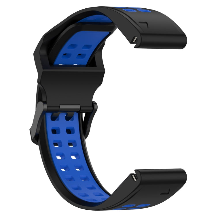 For Garmin Instinct Crossover Solar 22mm Two-Color Reverse Buckle Silicone Watch Band(Black+Blue) - Watch Bands by PMC Jewellery | Online Shopping South Africa | PMC Jewellery