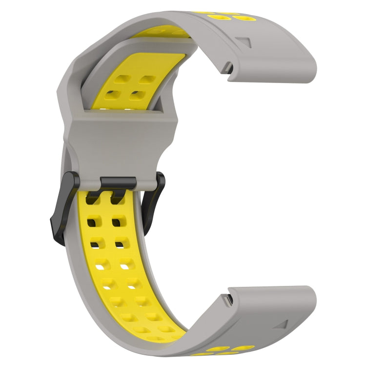 For Garmin Instinct Crossover Solar 22mm Two-Color Reverse Buckle Silicone Watch Band(Grey+Yellow) - Watch Bands by PMC Jewellery | Online Shopping South Africa | PMC Jewellery