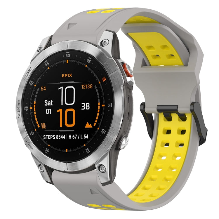 For Garmin Epix Gen 2 22mm Two-Color Reverse Buckle Silicone Watch Band(Grey+Yellow) - Watch Bands by PMC TechLife | Online Shopping South Africa | PMC TechLife