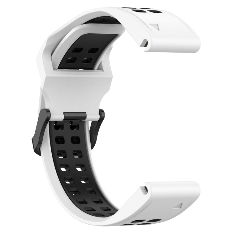 For Garmin Instinct 2 22mm Two-Color Reverse Buckle Silicone Watch Band(White+Black) - Watch Bands by PMC TechLife | Online Shopping South Africa | PMC TechLife