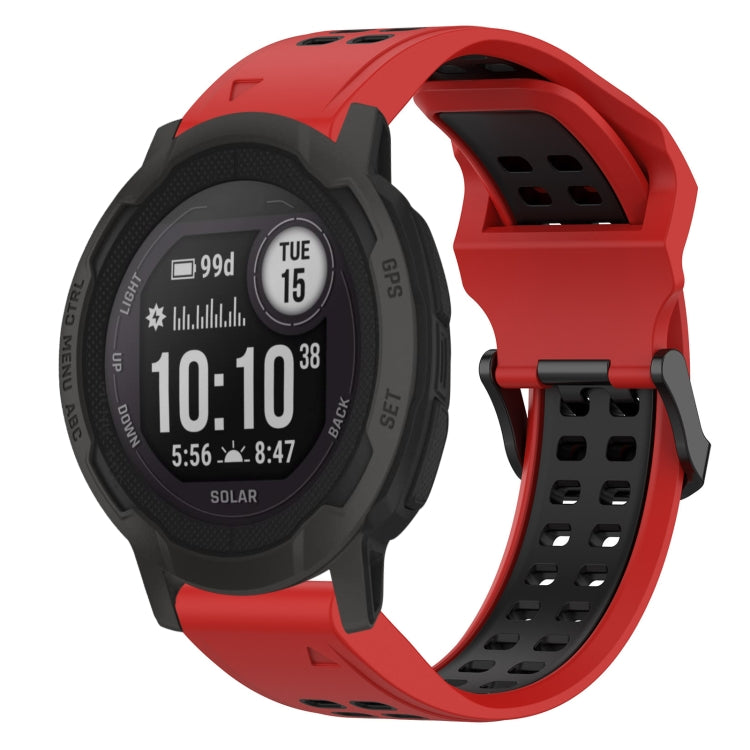 For Garmin Instinct 2 22mm Two-Color Reverse Buckle Silicone Watch Band(Red+Black) - Watch Bands by PMC Jewellery | Online Shopping South Africa | PMC Jewellery