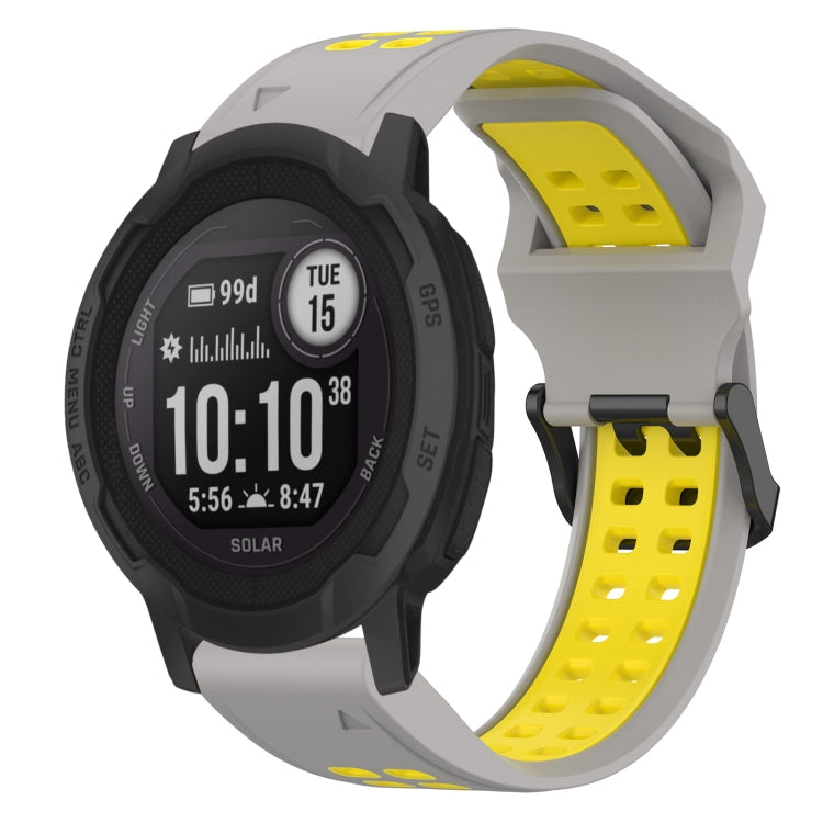 For Garmin Instinct 2 22mm Two-Color Reverse Buckle Silicone Watch Band(Grey+Yellow) - Watch Bands by PMC TechLife | Online Shopping South Africa | PMC TechLife