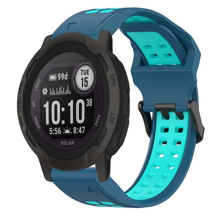 For Garmin Instinct 2 22mm Two-Color Reverse Buckle Silicone Watch Band(Blue+Teal) - Watch Bands by PMC TechLife | Online Shopping South Africa | PMC TechLife