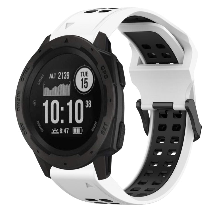 For Garmin Instinct 22mm Two-Color Reverse Buckle Silicone Watch Band(White+Black) - Watch Bands by PMC TechLife | Online Shopping South Africa | PMC TechLife
