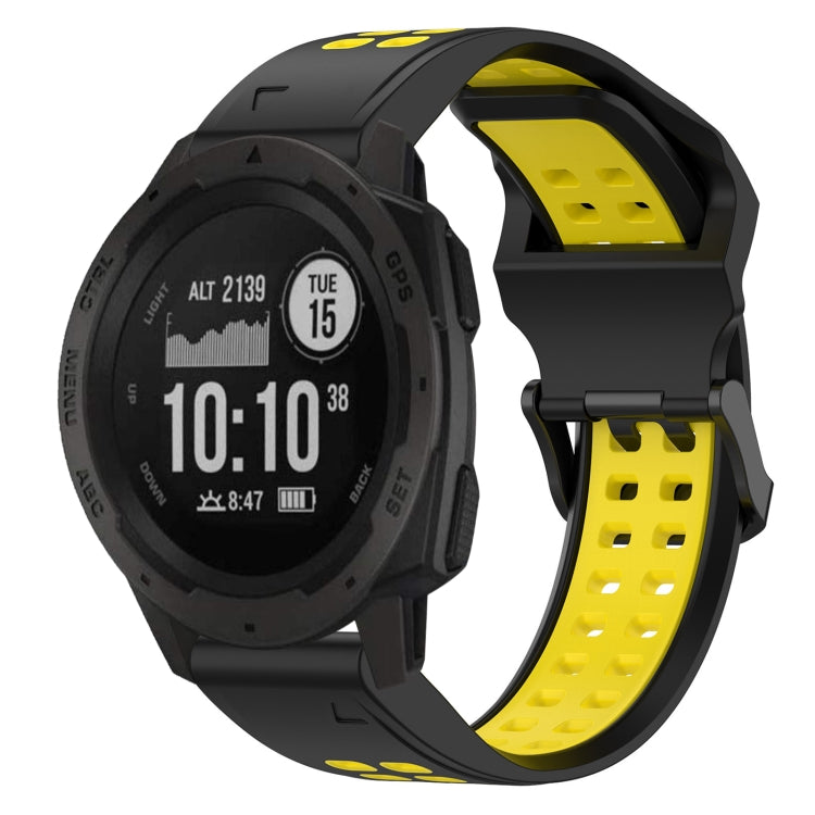 For Garmin Instinct 22mm Two-Color Reverse Buckle Silicone Watch Band(Black+Yellow) - Watch Bands by PMC TechLife | Online Shopping South Africa | PMC TechLife