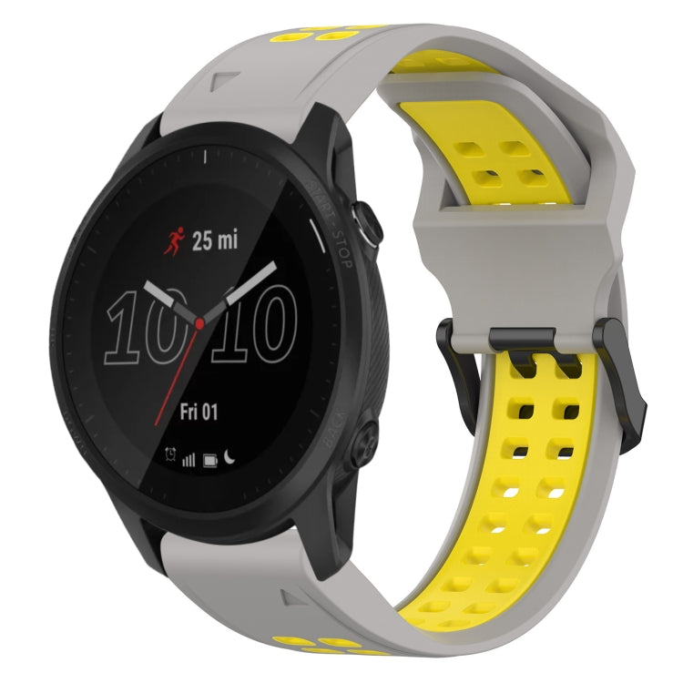 For Garmin Forerunner 945 22mm Two-Color Reverse Buckle Silicone Watch Band(Grey+Yellow) - Watch Bands by PMC TechLife | Online Shopping South Africa | PMC TechLife
