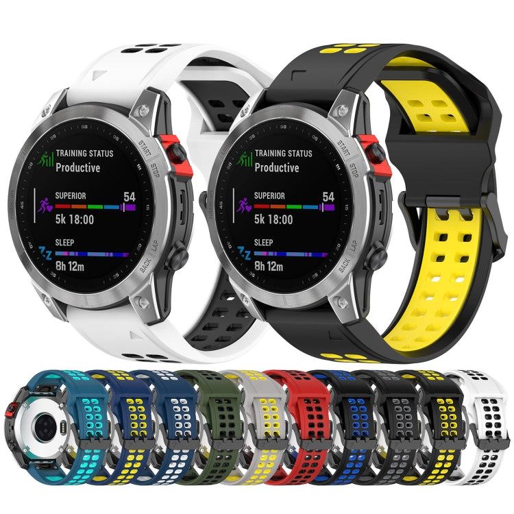 For Garmin Instinct 2 22mm Two-Color Reverse Buckle Silicone Watch Band(Grey+Yellow) - Watch Bands by PMC Jewellery | Online Shopping South Africa | PMC Jewellery