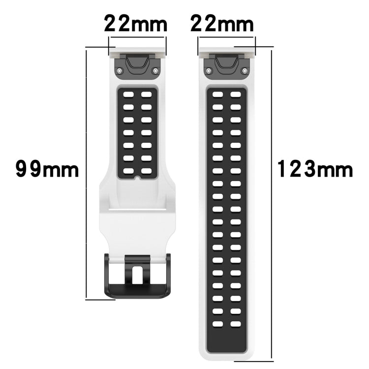 For Garmin Instinct Crossover 22mm Two-Color Reverse Buckle Silicone Watch Band(Black+Blue) - Watch Bands by PMC Jewellery | Online Shopping South Africa | PMC Jewellery