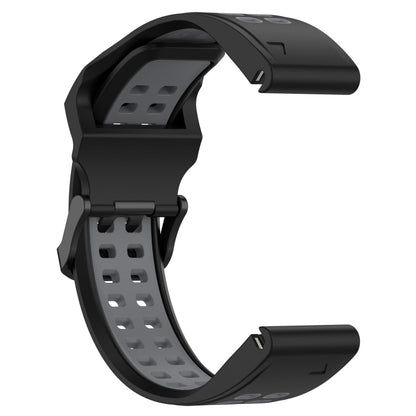 For Garmin Tactix 7 Pro 26mm Two-Color Reverse Buckle Silicone Watch Band(Black+Grey) - Watch Bands by PMC Jewellery | Online Shopping South Africa | PMC Jewellery