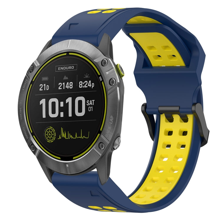 For Garmin Enduro 26mm Two-Color Reverse Buckle Silicone Watch Band(Blue+Yellow) - Watch Bands by PMC TechLife | Online Shopping South Africa | PMC TechLife