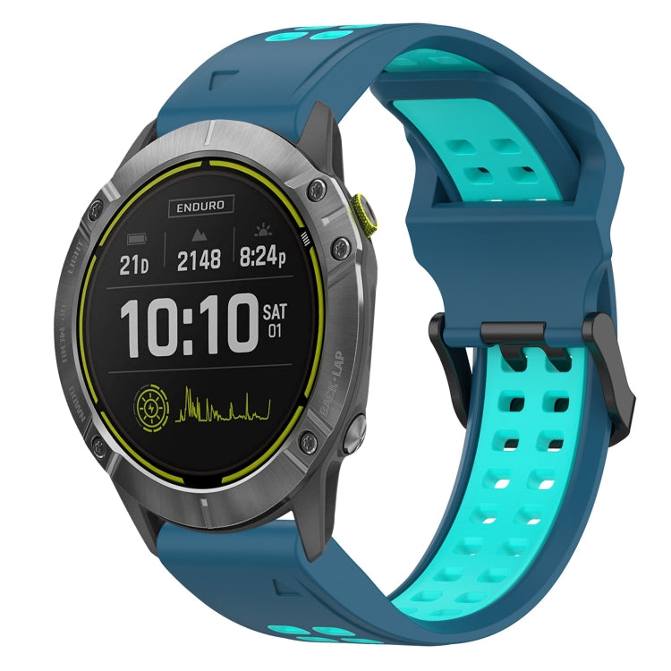 For Garmin Enduro 26mm Two-Color Reverse Buckle Silicone Watch Band(Blue+Teal) - Watch Bands by PMC TechLife | Online Shopping South Africa | PMC TechLife
