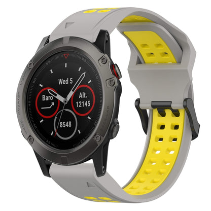 For Garmin Fenix 5X 26mm Two-Color Reverse Buckle Silicone Watch Band(Grey+Yellow) - Watch Bands by PMC Jewellery | Online Shopping South Africa | PMC Jewellery