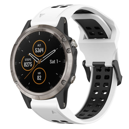 For Garmin Fenix 5X Plus 26mm Two-Color Reverse Buckle Silicone Watch Band(White+Black) - Watch Bands by PMC Jewellery | Online Shopping South Africa | PMC Jewellery