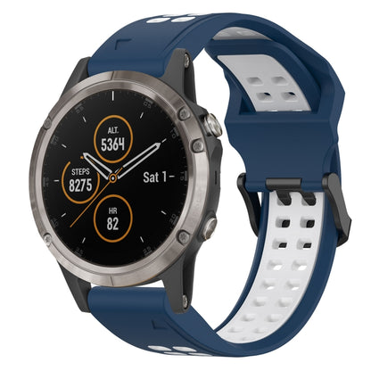 For Garmin Fenix 5X Plus 26mm Two-Color Reverse Buckle Silicone Watch Band(Blue+White) - Watch Bands by PMC Jewellery | Online Shopping South Africa | PMC Jewellery