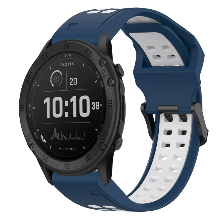 For Garmin Tactix Delta 26mm Two-Color Reverse Buckle Silicone Watch Band(Blue+White) - Watch Bands by PMC TechLife | Online Shopping South Africa | PMC TechLife