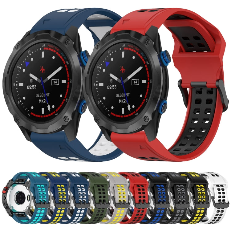 For Garmin Tactix Delta 26mm Two-Color Reverse Buckle Silicone Watch Band(Blue+White) - Watch Bands by PMC TechLife | Online Shopping South Africa | PMC TechLife