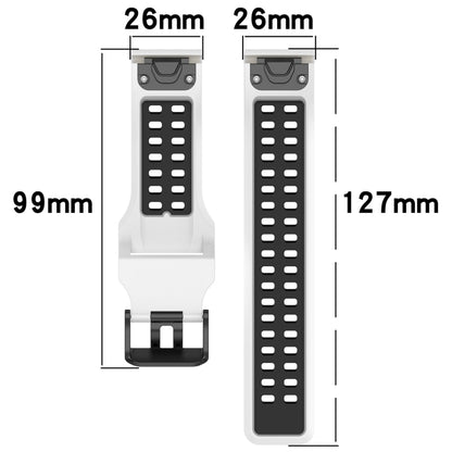 For Garmin Epix Pro 51mm 26mm Two-Color Reverse Buckle Silicone Watch Band(White+Black) - Watch Bands by PMC Jewellery | Online Shopping South Africa | PMC Jewellery