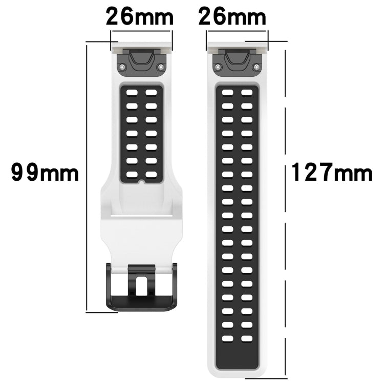 For Garmin Fenix 6X Pro 26mm Two-Color Reverse Buckle Silicone Watch Band(White+Black) - Watch Bands by PMC Jewellery | Online Shopping South Africa | PMC Jewellery