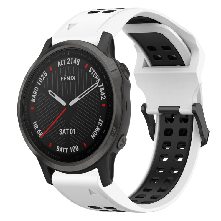 For Garmin Fenix 6S 20mm Two-Color Reverse Buckle Silicone Watch Band(White+Black) - Watch Bands by PMC TechLife | Online Shopping South Africa | PMC TechLife