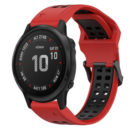 For Garmin Fenix 6S Pro 20mm Two-Color Reverse Buckle Silicone Watch Band(Red+Black) - Watch Bands by PMC Jewellery | Online Shopping South Africa | PMC Jewellery