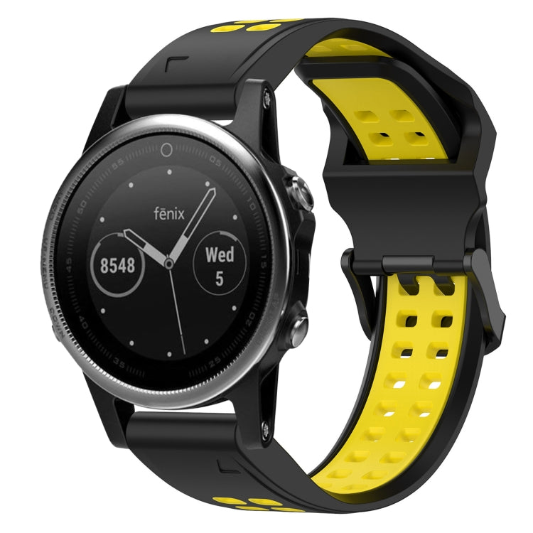 For Garmin Fenix 5S 20mm Two-Color Reverse Buckle Silicone Watch Band(Black+Yellow) - Watch Bands by PMC Jewellery | Online Shopping South Africa | PMC Jewellery