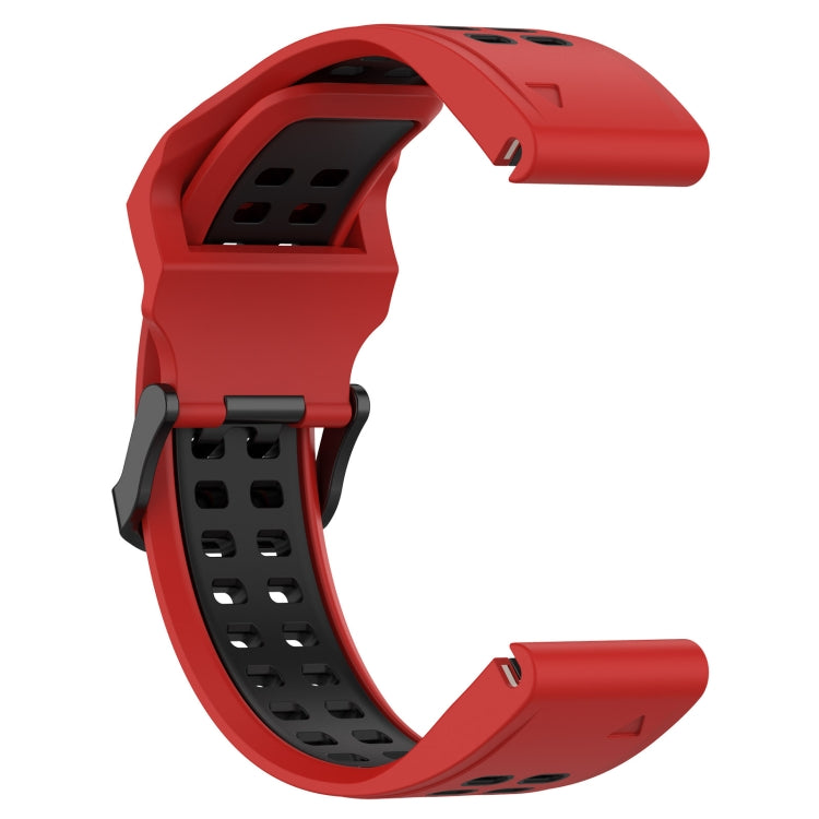 For Garmin Fenix 5S Plus 20mm Two-Color Reverse Buckle Silicone Watch Band(Red+Black) - Watch Bands by PMC TechLife | Online Shopping South Africa | PMC TechLife
