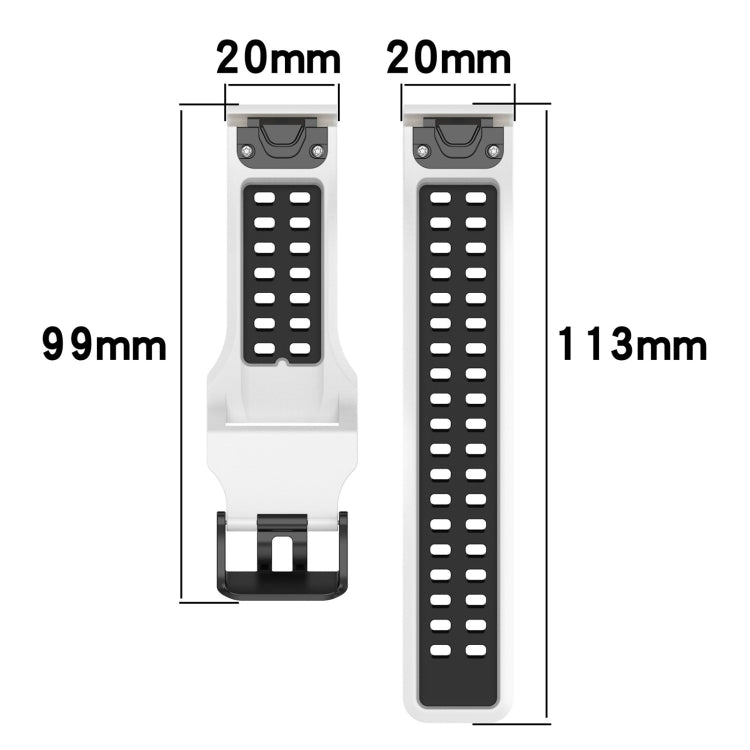 For Garmin Fenix 6S Pro 20mm Two-Color Reverse Buckle Silicone Watch Band(Black+Grey) - Watch Bands by PMC Jewellery | Online Shopping South Africa | PMC Jewellery