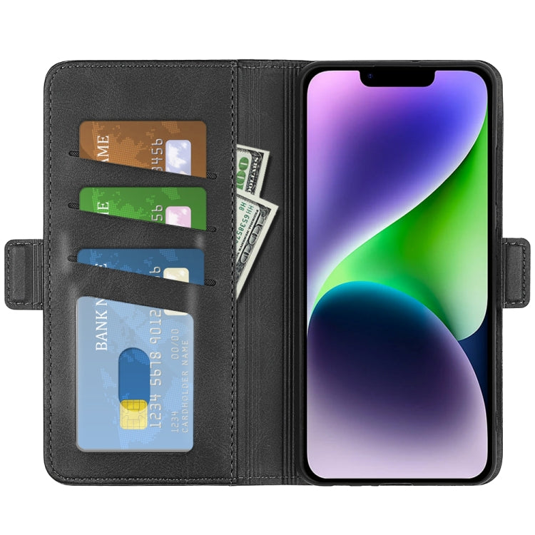 For iPhone 15 Plus Dual-side Magnetic Buckle Horizontal Flip Leather Phone Case(Black) - free shipping - PMC TechLife - Order now!