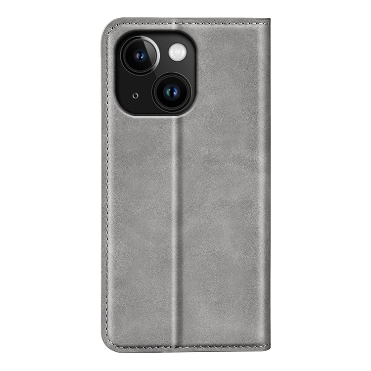 For iPhone 15 Plus Retro-skin  Magnetic Suction Leather Phone Case(Grey) - iPhone 15 Plus Cases by PMC Jewellery | Online Shopping South Africa | PMC Jewellery