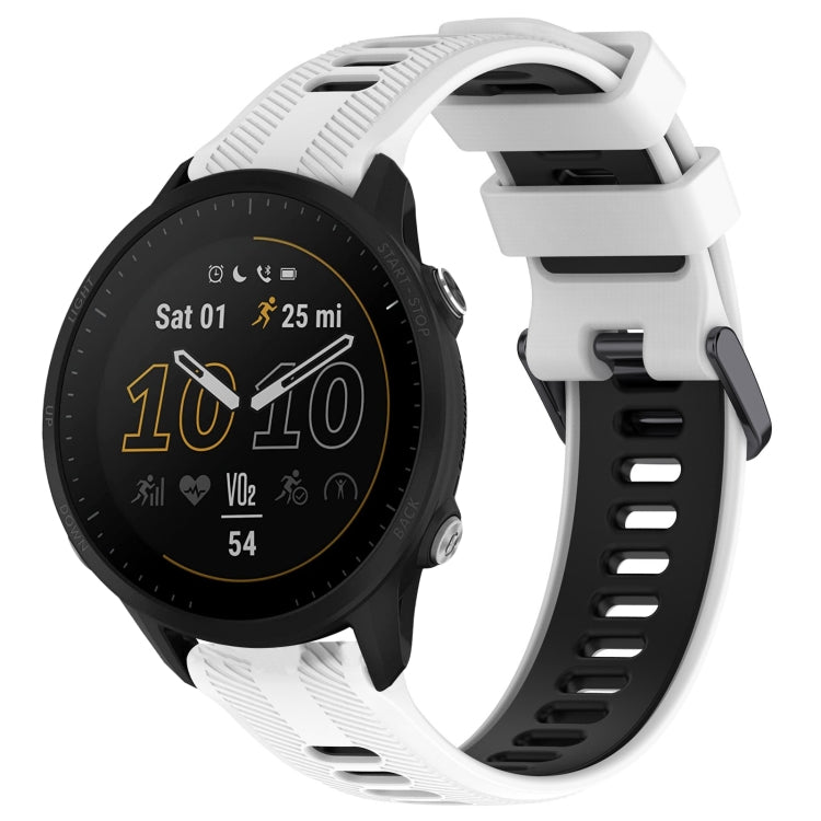 For Garmin Forerunner 955 Sports Two-Color Silicone Watch Band(White+Black) - Watch Bands by PMC TechLife | Online Shopping South Africa | PMC TechLife