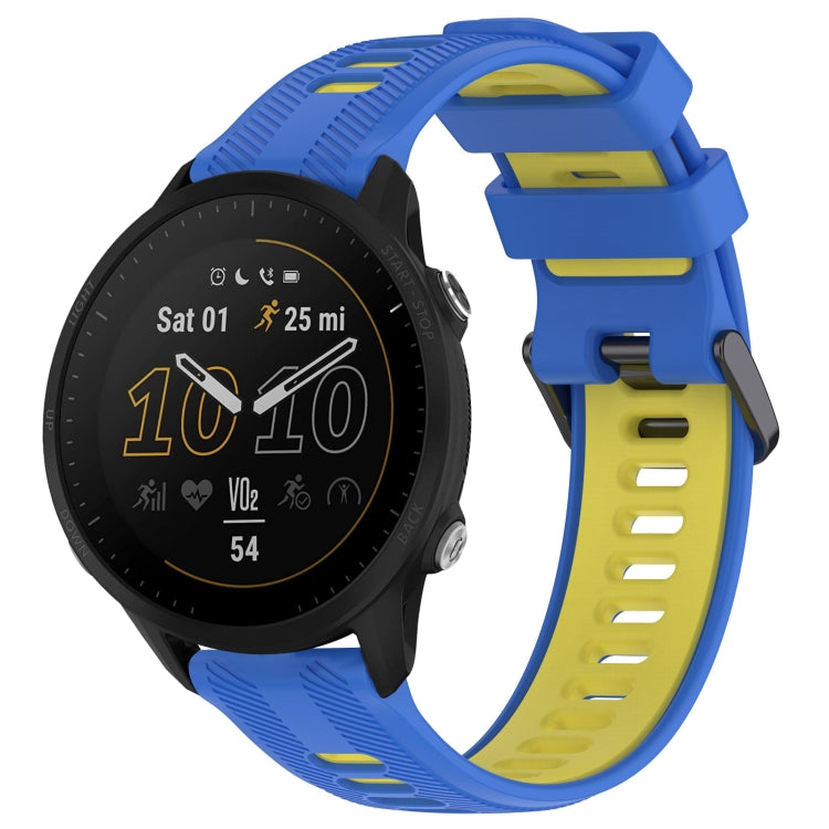For Garmin Forerunner 955 Sports Two-Color Silicone Watch Band(Blue+Yellow) - Watch Bands by PMC TechLife | Online Shopping South Africa | PMC TechLife