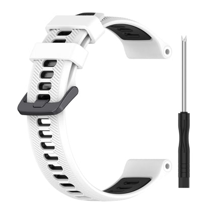 For Garmin Forerunner 945 Sports Two-Color Silicone Watch Band(White+Black) - Watch Bands by PMC Jewellery | Online Shopping South Africa | PMC Jewellery