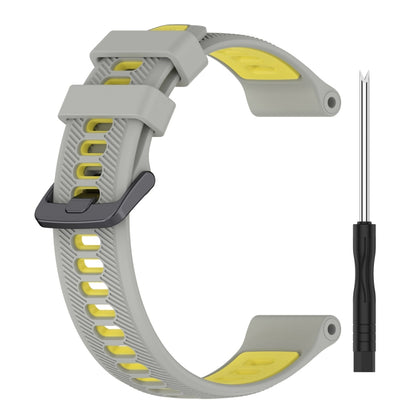 For Garmin Forerunner 945 Sports Two-Color Silicone Watch Band(Grey+Yellow) - Watch Bands by PMC Jewellery | Online Shopping South Africa | PMC Jewellery