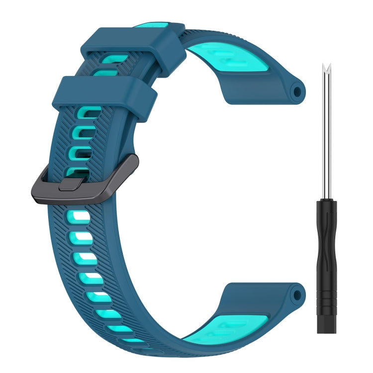 For Garmin Forerunner 945 Sports Two-Color Silicone Watch Band(Blue+Teal) - Watch Bands by PMC TechLife | Online Shopping South Africa | PMC TechLife