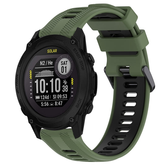 For Garmin Descent G1 Sports Two-Color Silicone Watch Band(Army Green+Black) - Watch Bands by PMC Jewellery | Online Shopping South Africa | PMC Jewellery