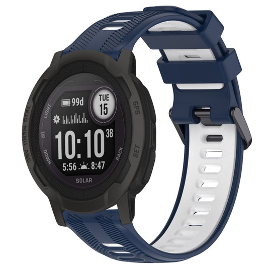 For Garmin Instinct 2 Sports Two-Color Silicone Watch Band(Midnight Blue+White) - Watch Bands by PMC Jewellery | Online Shopping South Africa | PMC Jewellery