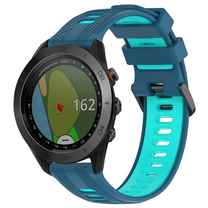 For Garmin Approach S60 Sports Two-Color Silicone Watch Band(Blue+Teal) - Watch Bands by PMC Jewellery | Online Shopping South Africa | PMC Jewellery