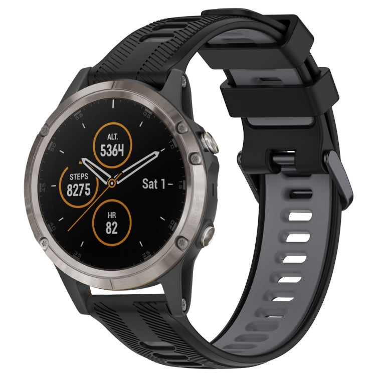 For Garmin Fenix 5 Plus Sports Two-Color Silicone Watch Band(Black+Grey) - Watch Bands by PMC Jewellery | Online Shopping South Africa | PMC Jewellery