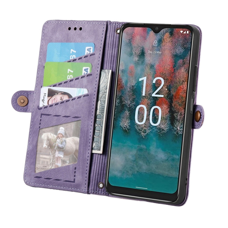 For Nokia C12 Geometric Zipper Wallet Side Buckle Leather Phone Case(Purple) - free shipping - PMC TechLife - Order now!