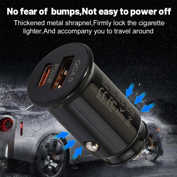 P10 Mini QC4.0 USB / PD20W Car Charger with Type-C to Type-C Fast Charging Data Cable(White) - Car Charger by PMC TechLife | Online Shopping South Africa | PMC TechLife