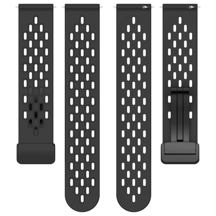 Compatible with Garmin Compatible witherunner Sq2 Music 20mm Folding Magnetic Clasp Silicone Watch Band(Black) - free shipping - PMC TechLife - Order now!