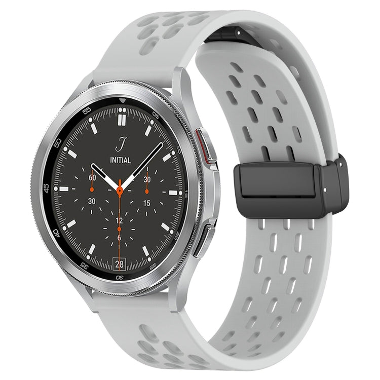 For Samsung  Galaxy Watch 4 Classic 46mm 20mm Folding Magnetic Clasp Silicone Watch Band(Light Grey) - free shipping - PMC TechLife - Order now!