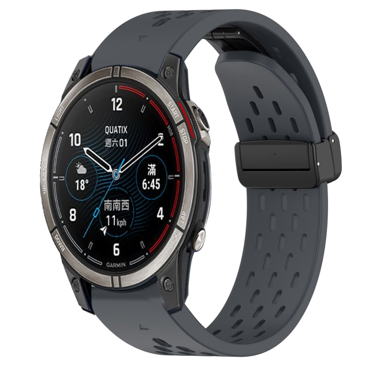 Compatible with Garmin Quatix 7 Pro 22mm Folding Buckle Hole Silicone Watch Band(Dark Gray) - free shipping - PMC TechLife - Order now!