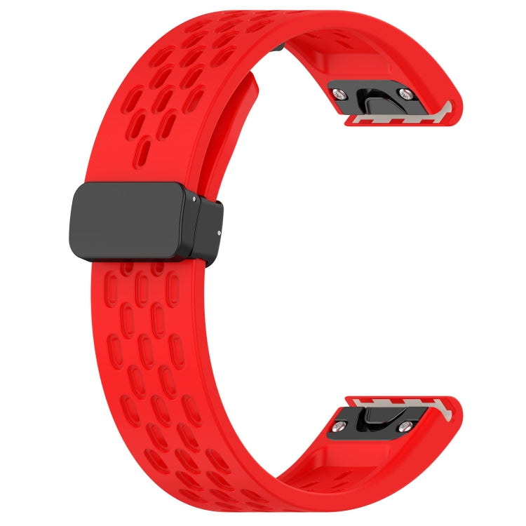 Compatible with Garmin Fenix 5X Plus 26mm Folding Buckle Hole Silicone Watch Band(Red) - free shipping - PMC TechLife - Order now!