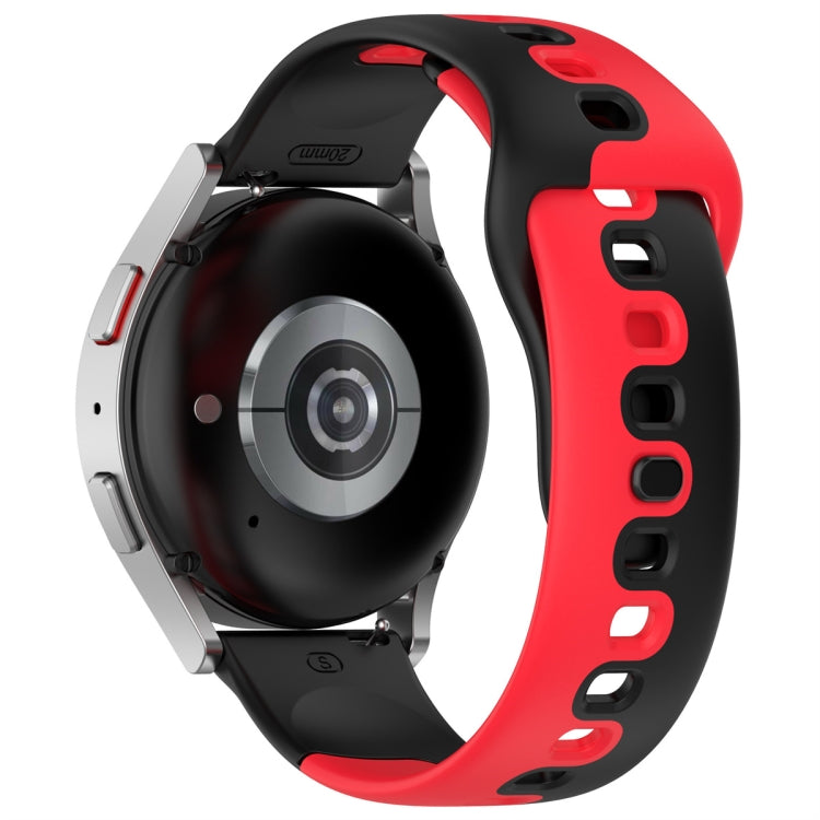 For Samsung Galaxy Watch Active 20mm Double Color Silicone Watch Band(Black+Red) - Watch Bands by PMC TechLife | Online Shopping South Africa | PMC TechLife