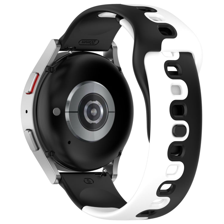For Samsung Galaxy Watch Active 20mm Double Color Silicone Watch Band(Black+White) - Watch Bands by PMC TechLife | Online Shopping South Africa | PMC TechLife