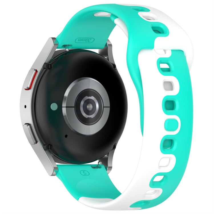 For Samsung Gear S3 Classic / Frontier 22mm Double Color Silicone Watch Band(Cyan+White) - Watch Bands by PMC TechLife | Online Shopping South Africa | PMC TechLife