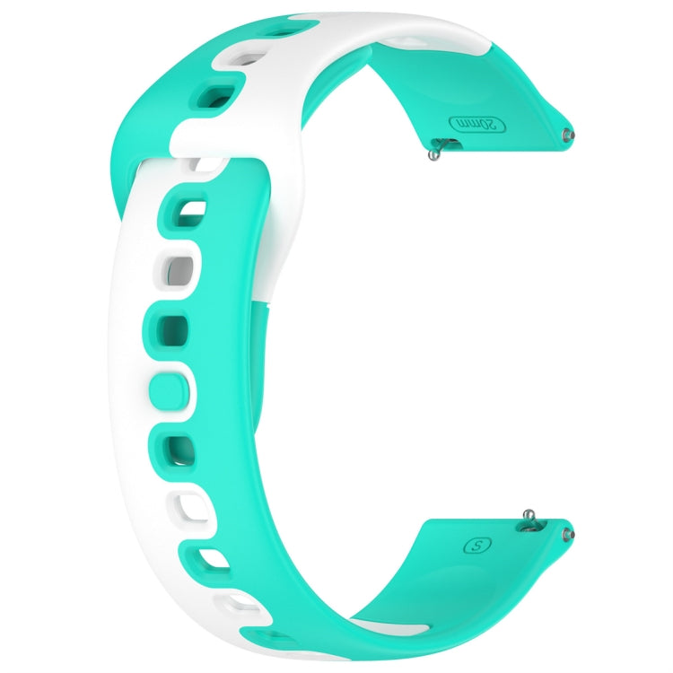 For Samsung Gear S3 Classic / Frontier 22mm Double Color Silicone Watch Band(Cyan+White) - Watch Bands by PMC TechLife | Online Shopping South Africa | PMC TechLife