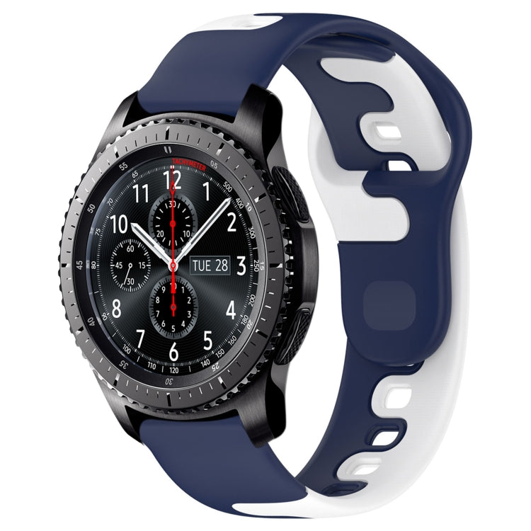For Samsung Gear S3 Classic / Frontier 22mm Double Color Silicone Watch Band(Blue+White) - Watch Bands by PMC TechLife | Online Shopping South Africa | PMC TechLife